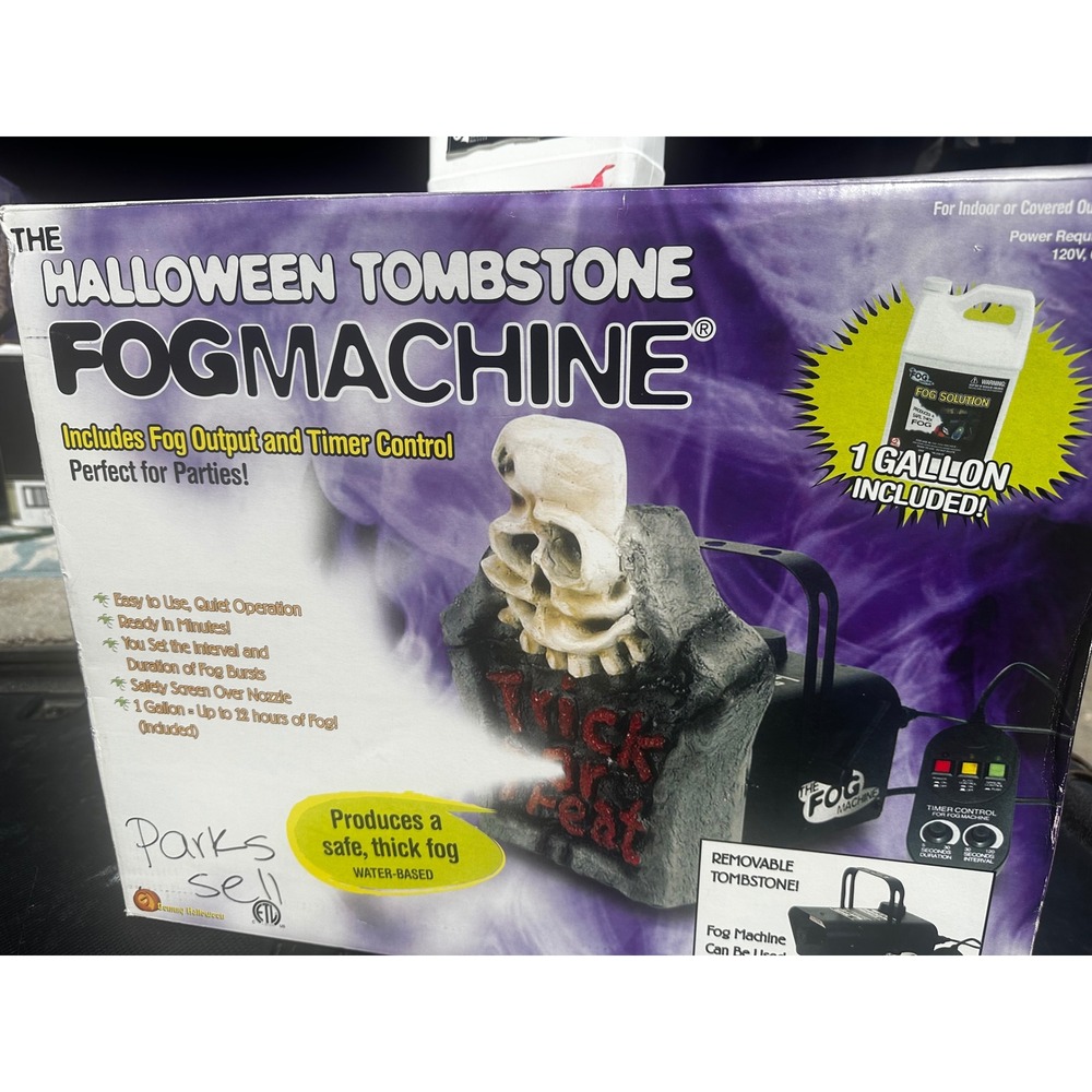 Gemmy Halloween Tombstone Fog Machine 400W Timer Remote 25815-A Skull Prop